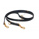 Bridle Leather POLICE STYLE DOG Training Lead Adjustable with BRASS fittings. (BLACK) 80" (200 cm)
